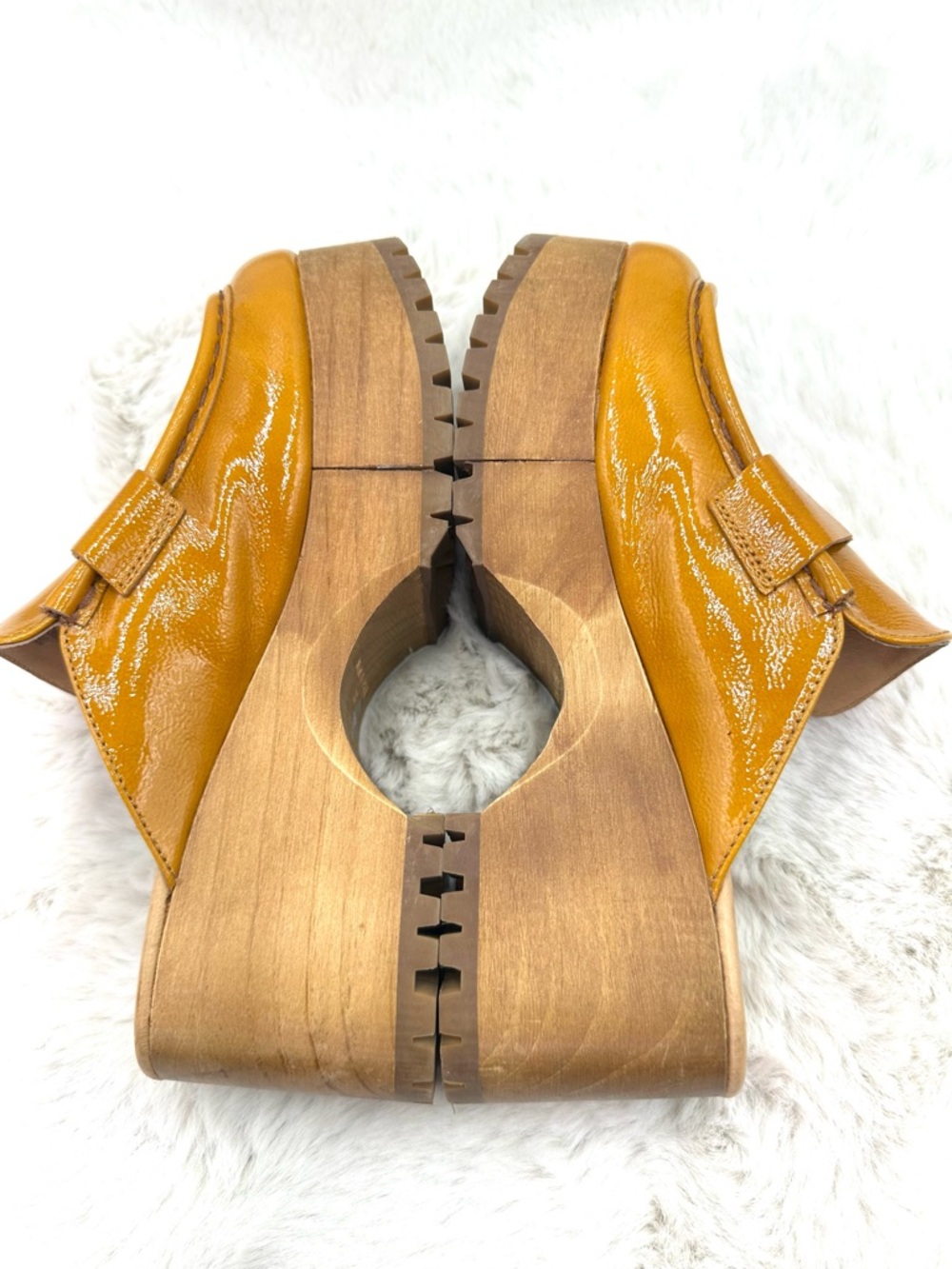Free People Corbin Loafer Clog 38 size 8 Sedona Mustard/Tan patent leather boho - Picture 13 of 17